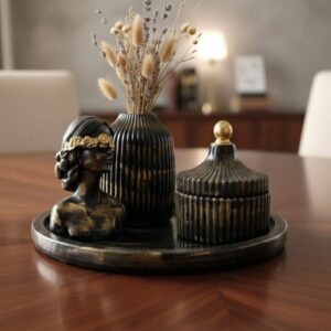 Gold detaylı dekoratif tepsi seti